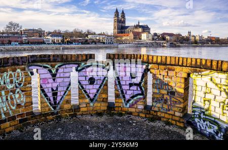 Bilder aus der Magdeburger Hauptstadt Sachsen-Anhalt Stockfoto