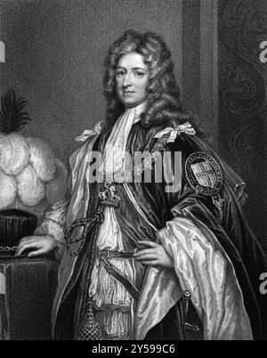 Charles Seymour, 6. Duke of Somerset (1662-1748) auf Kupferstich von 1830. Gravur von W.. Holl und veröffentlicht in Porträts berühmter Persönlichkeiten von G Stockfoto