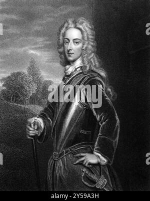 Johann Montagu, 2. Herzog von Montagu (1690-1749) auf Kupferstich von 1830. Britischer Kollege. Gravur von W.. Finden und veröffentlicht in Porträts der berühmten per Stockfoto