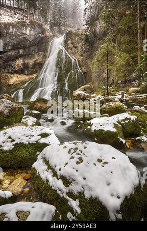 Gollinger Wasserfall im Winter, Österreich, Europa Stockfoto