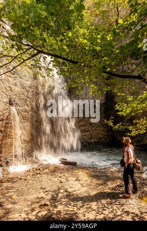 Italien Piemont Orrido von Chianocco Park - Wasserfall Stockfoto