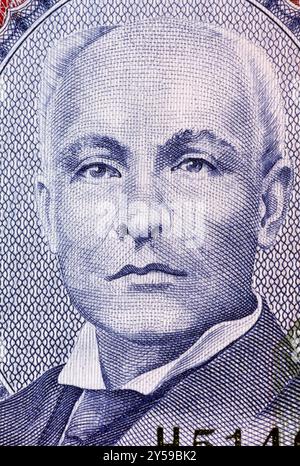 John Redman Bovell (1855-1928) auf 2-Dollar-2007-Banknote aus Barbados. Barbados Superintendent für Landwirtschaft. Seine Bananen- und Zuckerrohrforschung Bu Stockfoto