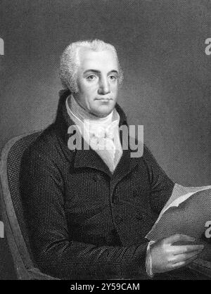 Joel Barlow (1754-1812) auf Gravur von 1834. Amerikanischer Dichter, Diplomat und Politiker. Graviert von A.. B Durand und veröffentlicht in National Portrait Gall Stockfoto