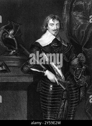 Robert Rich, 2. Earl of Warwick (1587-1658) auf Kupferstich von 1827. Englischer Kolonialverwalter, Admiral und Puritaner. Gravur von H.. Robinson und Stockfoto