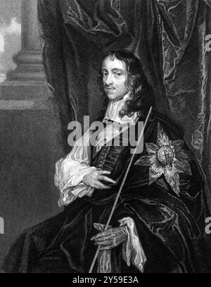 Thomas Wriothesley, 4. Earl of Southampton (1607-1667) auf Kupferstich von 1827. Englischer Staatsmann. Gravur von T.. Wright und veröffentlicht in Porträts von Stockfoto