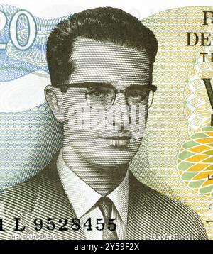 Baudouin von Belgien (1930-1993) auf 20-Francs-1964-Banknote aus Belgien. König der Belgier im Jahre 1951-1993 Stockfoto