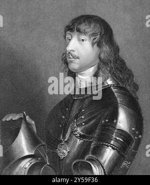 James Stanley, 7. Earl of Derby (1607-1651) über Kupferstiche aus den 1800er Jahren Befürworter der royalistischen Sache im englischen Bürgerkrieg. Gravur von H.. Robi Stockfoto