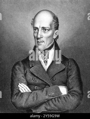 Erzherzog Johann von Österreich (1782-1859) auf Kupferstich von 1859. Österreichischer Feldmarschall und deutscher Reichsregent. Gravur von Tr.. Kuhner und veröffentlicht in Stockfoto