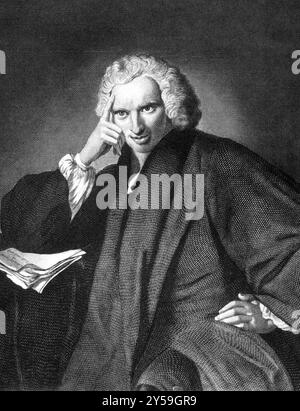 Laurence Sterne (1713-1768) über Stich von 1859. Anglo-irischer Schriftsteller und anglikanischer Geistlicher. Von unbekanntem Künstler graviert und in Meyers veröffentlicht Stockfoto