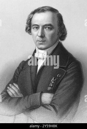 Jean Baptiste Andre Dumas (1800-1884) über den Kupferstich aus den 1800er Jahren Französischer Chemiker. Gravur von S. Freeman nach einem Bild von E. Desmaisons und veröffentlicht von Stockfoto