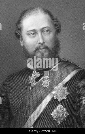 Eduard VII. (1841-1910) über den Kupferstich aus den 1800er Jahren König des Vereinigten Königreichs von Großbritannien und Irland und der britischen Dominions und Kaiser von in Stockfoto