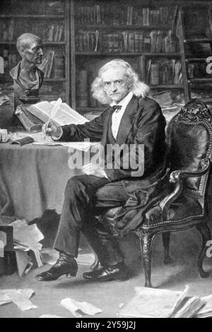 Theodor Mommsen (1817-1903) auf antikem Druck von 1898. Deutscher klassischer Gelehrter, Historiker, Jurist, Journalist, Politiker, Archäologe und Schriftsteller. Stockfoto