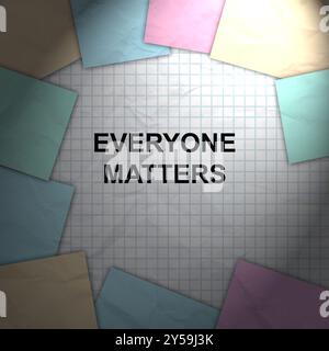 Jeder zählt Wörter, die auf gerissenem Papier mit Hintergrund geschrieben sind. Konzeptionelles Symbol „jeder zählt“. Kopierbereich. Stockfoto