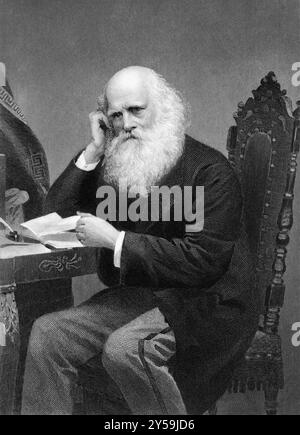 William Cullen Bryant (1794-1878) über den Stich von 1873. Amerikanischer Romantik-Dichter, Journalist und langjähriger Herausgeber der New York Evening Post. Gravur Stockfoto