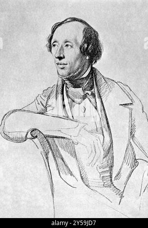 Hans Christian Andersen (1805-1875) auf antikem Druck von 1899. Dänischer Autor, Märchenautor und Dichter, bekannt für seine Kindergeschichten. Nach Voge Stockfoto