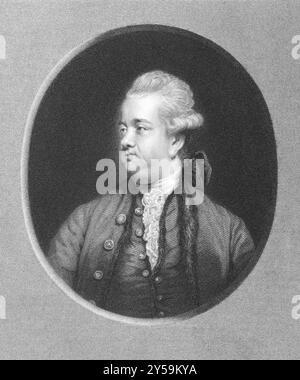 Edward Gibbon (1737-1794) über den Kupferstich aus den 1800er Jahren Englischer Historiker und Parlamentsabgeordneter. Gravur von W.. Holl nach einem Foto von J. Reynolds an Stockfoto