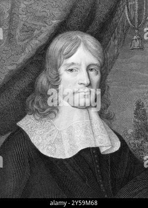 Philippe de Champaigne (1602-1674) über Kupferstich von 1841. Flämischer Maler des französischen Barocks und bedeutender Vertreter der französischen Schule. Eng Stockfoto