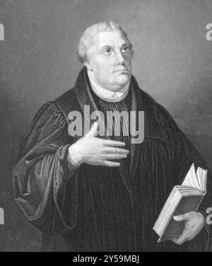 Martin Luther (1483-1546) über den Kupferstich aus den 1800er Jahren Priester und Theologieprofessor. Führer der großen religiösen Revolte des 16. Jahrhunderts in Keim Stockfoto