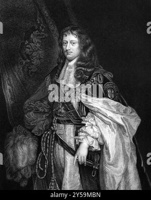 Edward Montagu, 1. Earl of Sandwich (1625–1672) auf Kupferstich von 1830. Englischer Infanterieoffizier, der später Marineoffizier und Politiker wurde. Eng Stockfoto