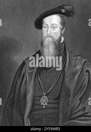 Thomas Seymour, 1. Baron Seymour of Sudeley (1508-1549) auf Kupferstich von 1838. Englischer Politiker. Gravur von H.. Robinson nach einem Gemälde von Holbei Stockfoto