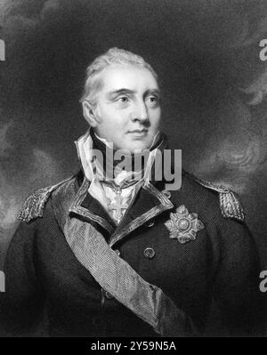 Edward Pellew, 1. Viscount Exmouth (1757-1833) auf Kupferstich von 1834. Britischer Marineoffizier. Gravur von H.. Robinson und veröffentlicht in Porträts von Il Stockfoto