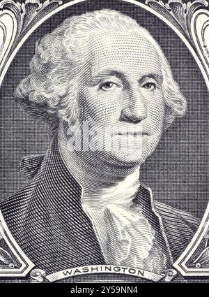 George Washington auf 1-Dollar-2006-Banknote aus den USA. Kommandeur der kontinentalen Armee im amerikanischen Revolutionskrieg 1775-1783 und erste P Stockfoto