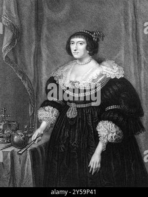 Elizabeth Stuart, Königin von Böhmen (1596-1662) auf Kupferstich von 1831. Kurfürstin Pfalz und kurz Königin von Böhmen. Gravur von H.T.Ryall und publ Stockfoto