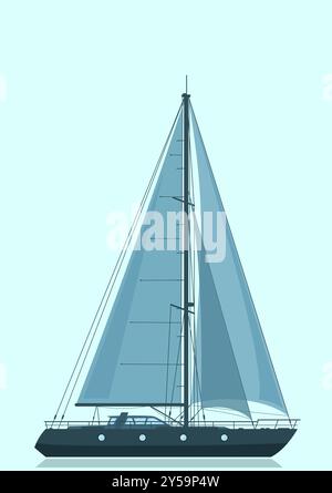 Blaue isolierte Segelyacht isoliert. Vektor Stock Vektor