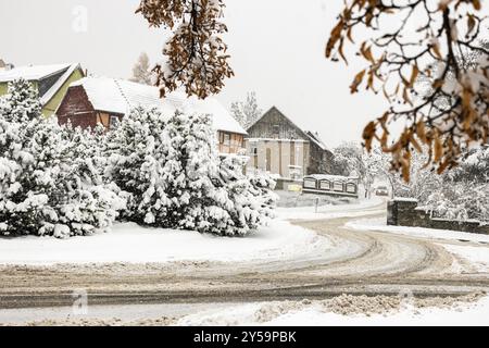 Wintereindrücke aus Harzgerode im Harz Stockfoto