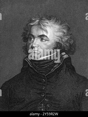 Jean Baptiste Kleber (1753-1800) über Stich von 1859. Französischer General während der Französischen Unabhängigkeitskriege. Von unbekanntem Künstler graviert und veröffentlicht Stockfoto