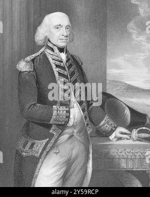 Richard Howe, 1. Earl Howe (1726-1799) über Kupferstiche aus den 1800er Jahren Britischer Marineoffizier, bekannt für seinen Dienst während des Amerikanischen Indepenkrieges Stockfoto