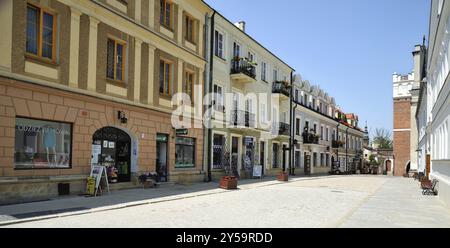 Historische Stadthäuser in Sandomierz, Ulica Opatowska Stockfoto