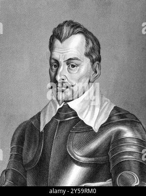 Albrecht von Wallenstein (1583-1634) über den Stich von 1859. Militärführer und Politiker. Gravur von C.. Barth und veröffentlicht in Meyers Konversations Stockfoto