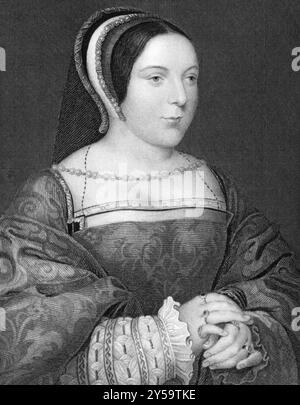 Margaret Tudor (1489-1541) auf Kupferstich von 1838. Königin von Schottland. Gravur von J. Cochran und veröffentlicht von J. Tallis & Co Stockfoto