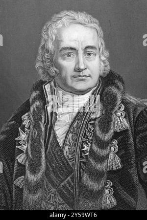 Jean-Antoine Claude, comte Chaptal de Chanteloup (1756-1832) auf Kupferstich aus den 1800er Jahren Französischer Chemiker und Staatsmann. Gravur von C.. Nach einem Foto kochen Stockfoto