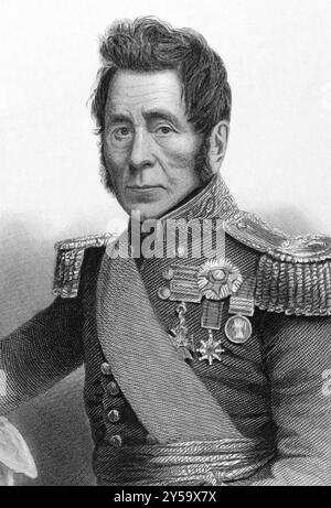 Feldmarschall Sir John Fox Burgoyne, 1. Baronet (1782-1871) auf Kupferstich aus den 1800er Jahren Offizier der britischen Armee. Veröffentlicht in London von Virtue & Co Stockfoto