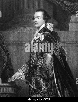 Charles Watson-Wentworth, 2. Marquess of Rockingham (1730–1782) auf Kupferstich von 1832. Britischer Whig Staatsmann. Premierminister von Großbritannien. Engr Stockfoto