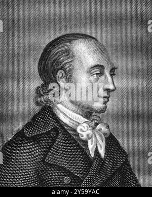 Johann Heinrich Voss (1751-1826) über den Stich von 1859. Deutsche Dichterübersetzerin der Ilias und Odyssee von Homer. Gravur von unbekanntem Künstler und Publizist Stockfoto