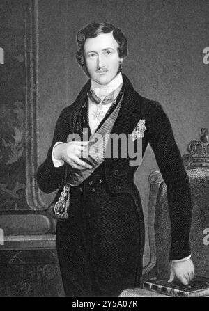 Prinz Albert (1819-1861) über den Stich von 1849. Ehemann von Königin Victoria. Gravur von W.. Hall nach einem Gemälde von W.C.Ross, veröffentlicht von P. Jackso Stockfoto