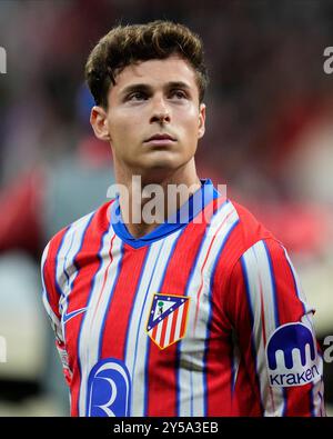 Rodrigo Riquelme von Atletico de Madrid spielte am 19. September 2024 im Civitas Metropolitano Stadium in Madrid, Spanien, während des UEFA Champions League-Spiels zwischen Atletico de Madrid und RB Leipzig. (Foto: Juan Perez / PRESSINPHOTO) Stockfoto