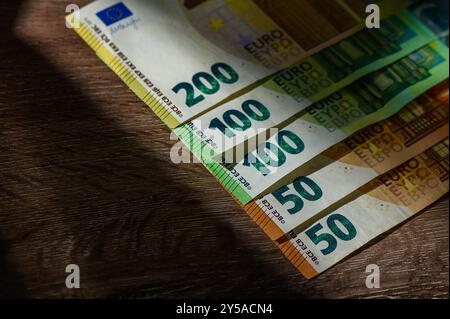 Haushaltskonten. Euro-Banknote. Finanzergebnisse. Stockfoto