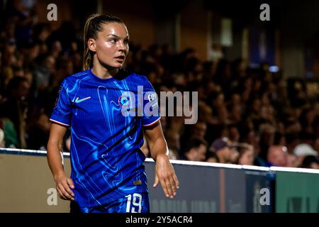 London, Großbritannien. September 2024. London, England, 21. September 2024: Johanna Rytting Kaneryd (19 Chelsea) während des Womens Super League-Spiels zwischen Chelsea und Aston Villa in Kingsmeadow in London. (Pedro Porru/SPP) Credit: SPP Sport Press Photo. /Alamy Live News Stockfoto