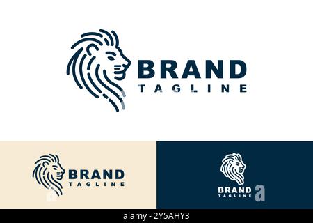 Logodesign mit Linienzeichnung eines Löwenkopfes für ein Unternehmen Stock Vektor