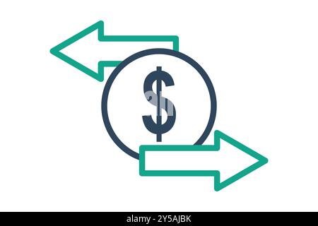 Symbol „Übertragen“. Liniensymbolstil. Geld mit Pfeil. Symbol für Rechnung und Zahlung. Vektorillustration für Geschäftselemente Stock Vektor
