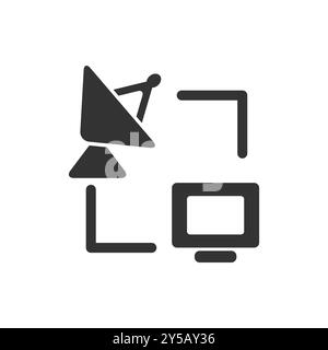 Symbol für Satellitenantenne und Computernetzwerk. Stock Vektor