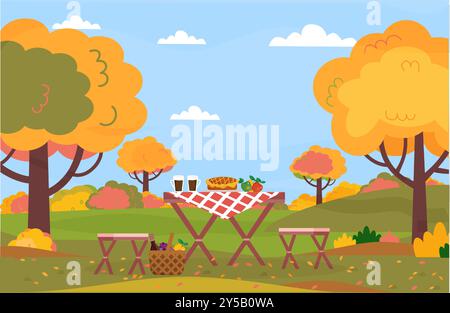 Picknick im Herbst. Picknick im Herbst. Stock Vektor