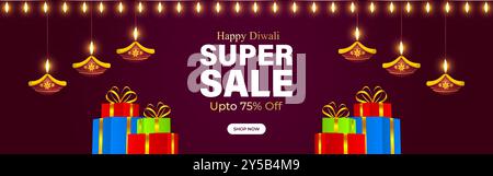Vektor-Illustration der Vorlage für Social Media Feed Happy Diwali Sale Stock Vektor