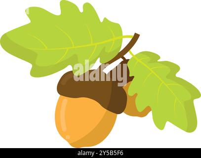 Acorn-Zeichentrick. Brauner Eichelfilm. Herbstcartoon. Illustration digitaler Kunst. Stock Vektor