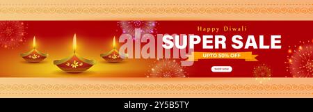 Vektor-Illustration der Vorlage für Social Media Feed Happy Diwali Sale Stock Vektor