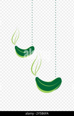 Vektorillustration des schönen hängenden grünen Durchmessermusters auf transparentem Hintergrund Stock Vektor